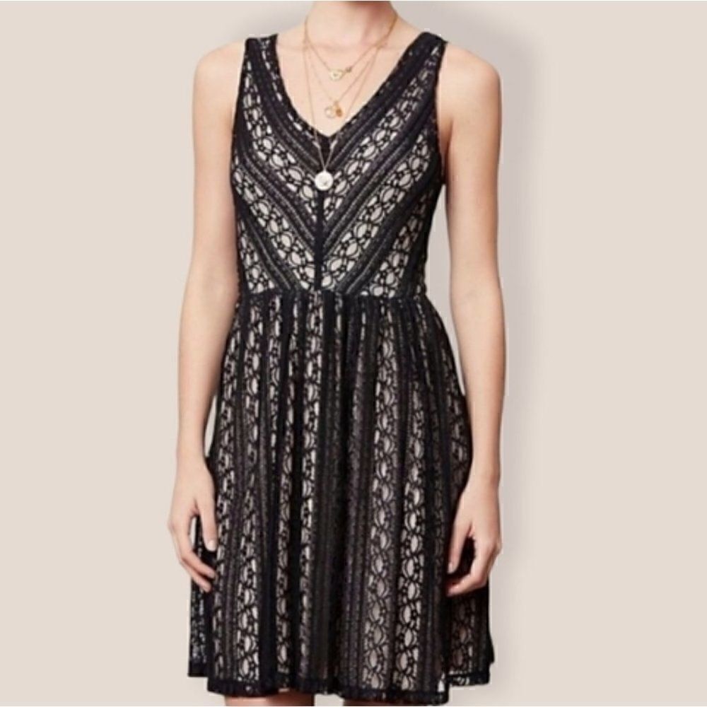 Moulinette Soeurs Myrna Black Lace A-line Sleeveless Dress XS